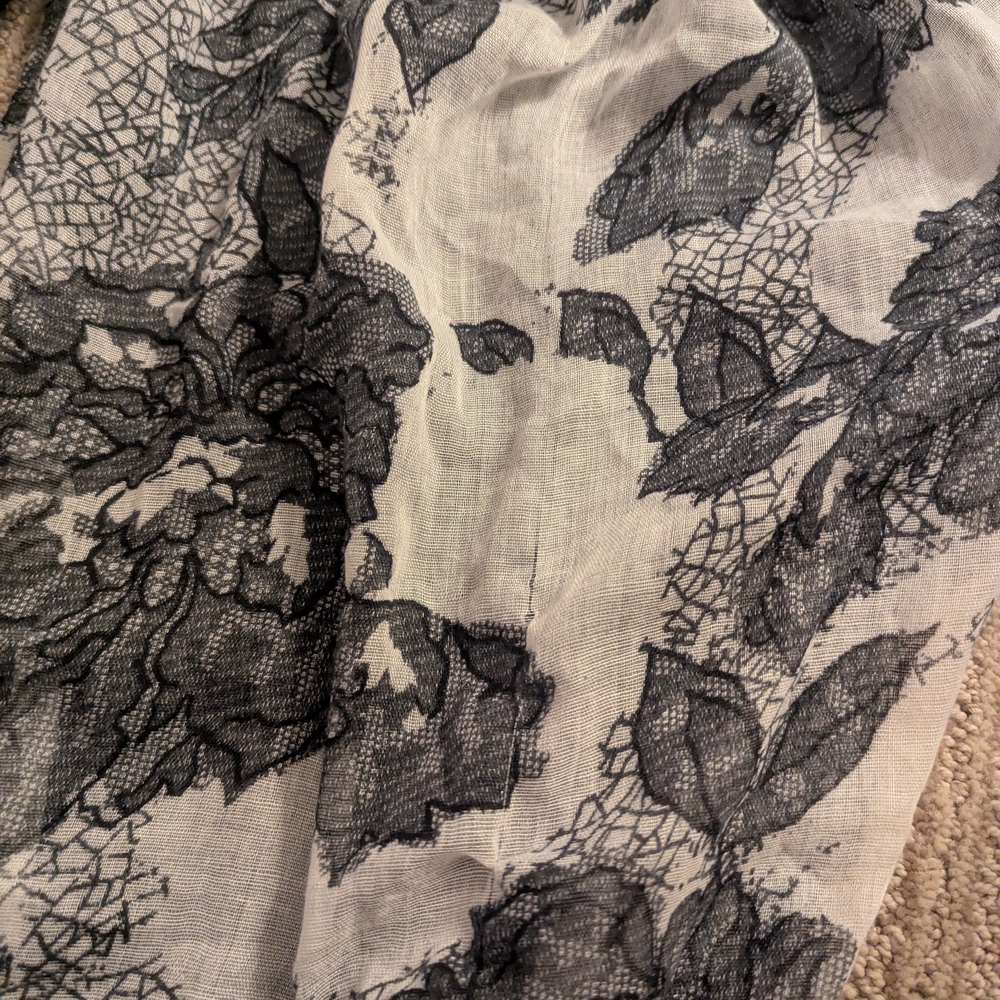 Maurices Black and White Floral Scarf